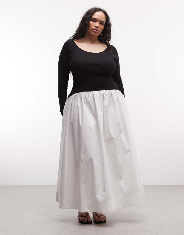 asos black and white maxi dress DESIGN Curve scoop neck long sleeve hybrid in Black/Gold Ombré Lurex Bustier Featuring a flattering V size inclusive Color:Vintage-Mauve