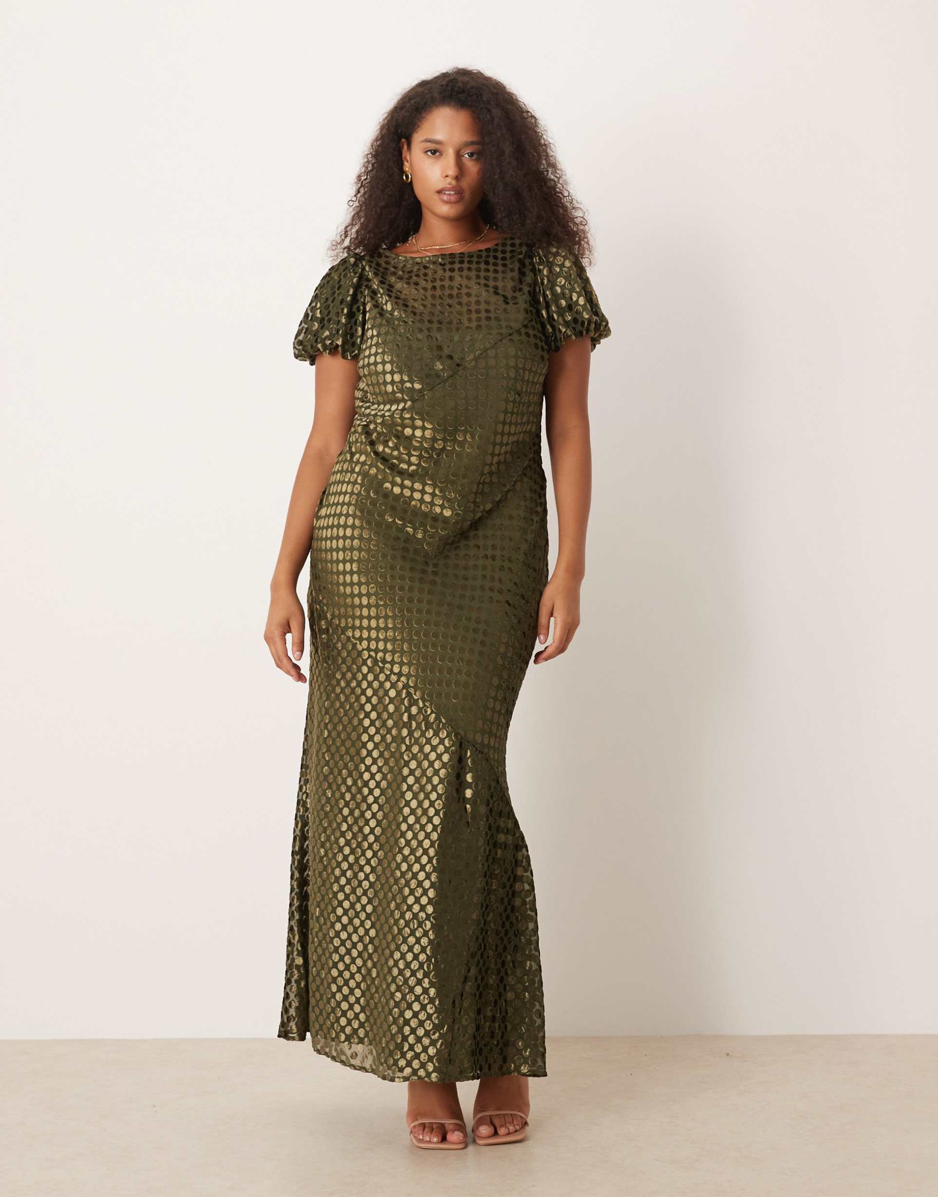 asos design curve scoop neck maxi dress with burnout velvet in olive
