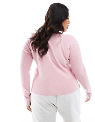 Asos Curve Asos Design Curve Scoop Neck Sculpted Cardigan In Pink