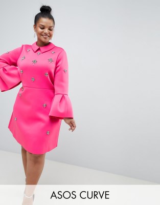 asos curve pink dress