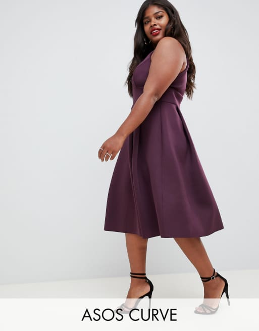 High neck outlet midi skater dress