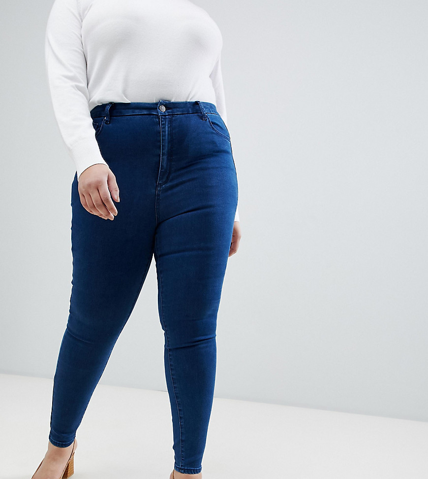 ASOS DESIGN Curve - Sculpt Me - Premium jeans met hoge taille in donkerblauw