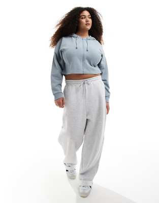 Asos Curve Asos Design Curve Seam Detail Zip Through Hoodie In Blue