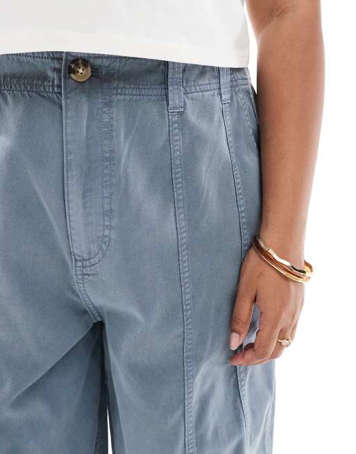 ASOS DESIGN Curve seamed wide leg pants in washed blue, 5 of 5