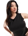 [ASOS Curve] ASOS DESIGN Curve second skin slash neck singlet top in black 2XL BLACK