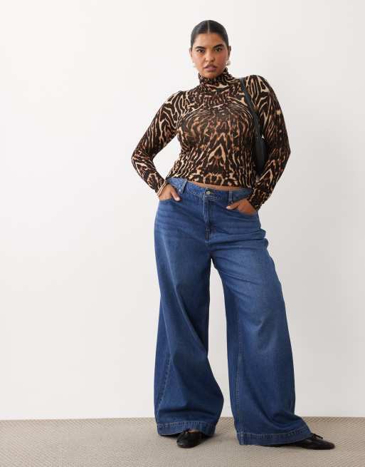 ASOS DESIGN Curve Second-Skin-Strickshirt mit Rollkragen und Leopardenmuster, 3 von 4
