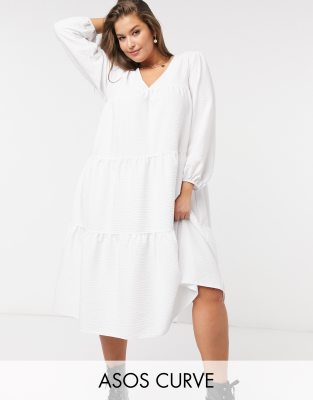 asos plus white dress