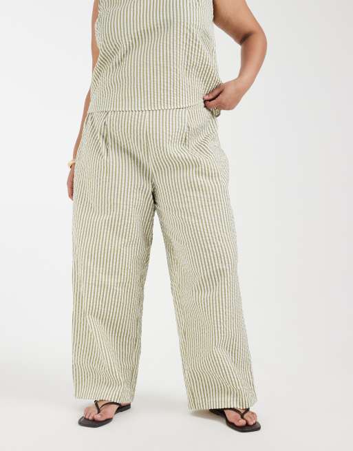 ASOS DESIGN Curve seersucker volume pants in stripes - part of a set, 2 of 5
