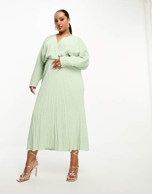 ASOS DESIGN Maternity seersucker wrap front batwing midaxi dress