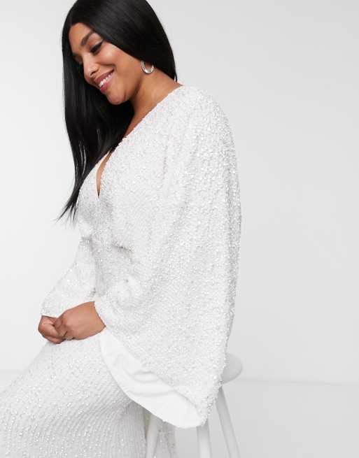 Asos edition sequin cheap kimono sleeve wedding dress