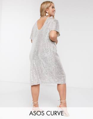 silver sequin dress asos