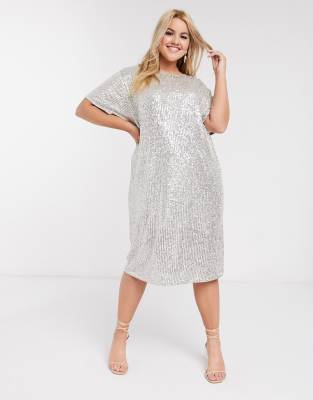 silver sequin dress asos