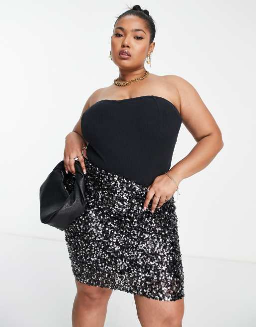 Plus size outlet sequin mini skirt