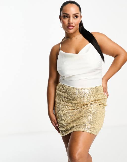 Gold sequin mini 2025 skirt plus size