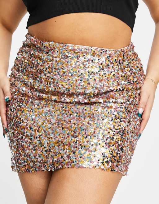 Gold sequin mini skirt plus size hotsell