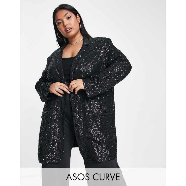 Black sequin hotsell plus size jacket