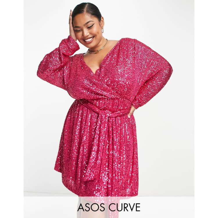 Plus size sale wrap sequin dress