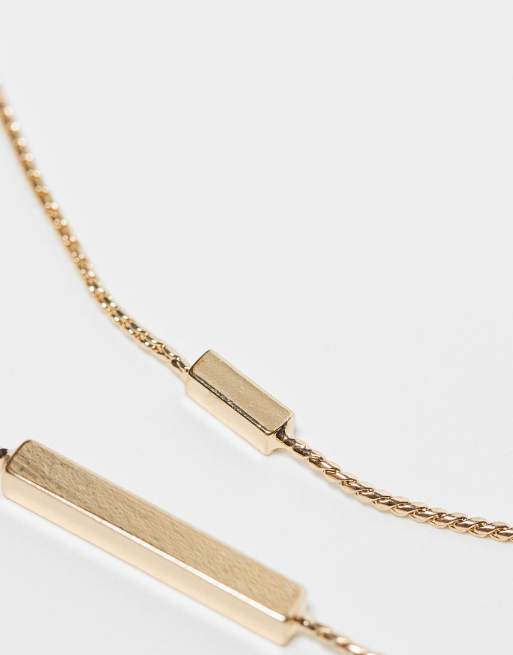 ASOS DESIGN Curve - Set van 2 enkelbandjes met staafje in goudkleur, 4 van 4