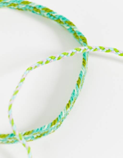 ASOS DESIGN Curve - Set van 2 enkelbandjes van groen touw, 2 van 4