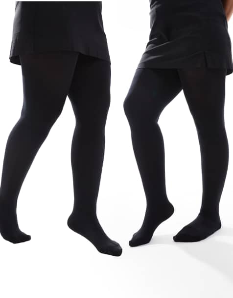 ASOS DESIGN Curve - Set van 2 panty's van 90 denier met superstretch in zwart - view 1