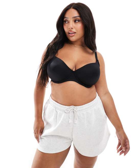 ASOS DESIGN Curve - Set van 2 set voorgevormde T-shirtbeha's van microvezel in zwart en wit, 2 van 4