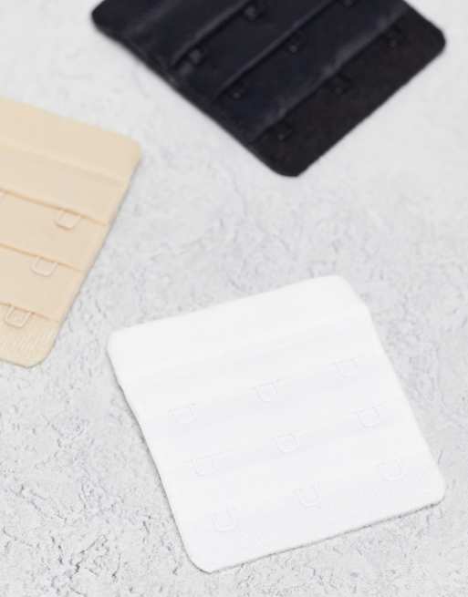 ASOS DESIGN Curve - Set van 3 bh-verlengstukken in wit, beige en zwart, 2 van 4
