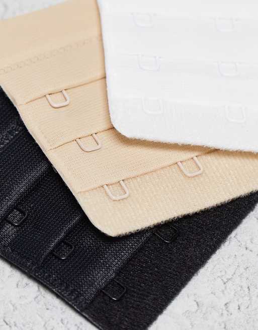 ASOS DESIGN Curve - Set van 3 bh-verlengstukken in wit, beige en zwart, 3 van 4