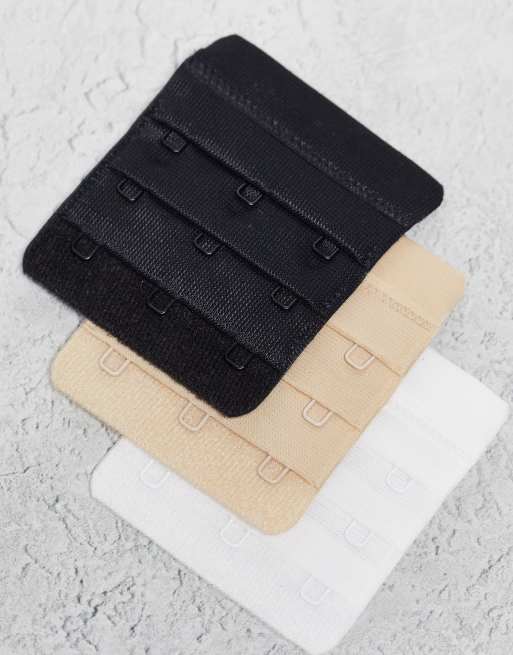 ASOS DESIGN Curve - Set van 3 bh-verlengstukken in wit, beige en zwart, 4 van 4