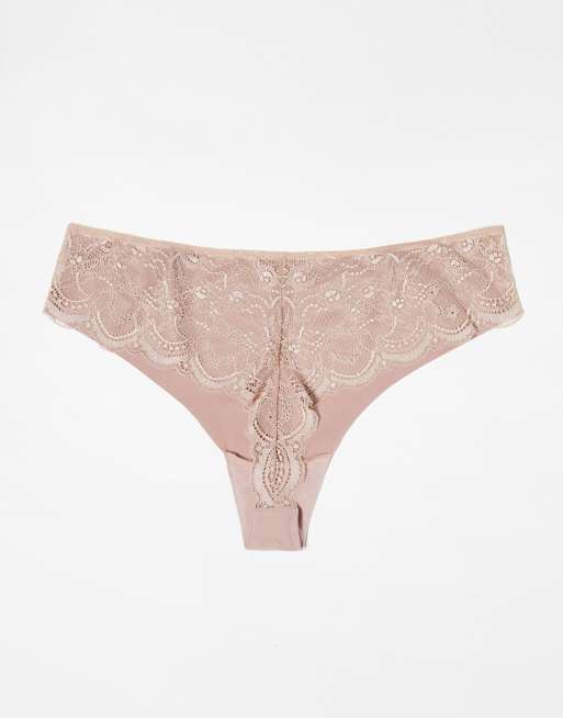 ASOS DESIGN Curve 2 pack deep lace thong in white