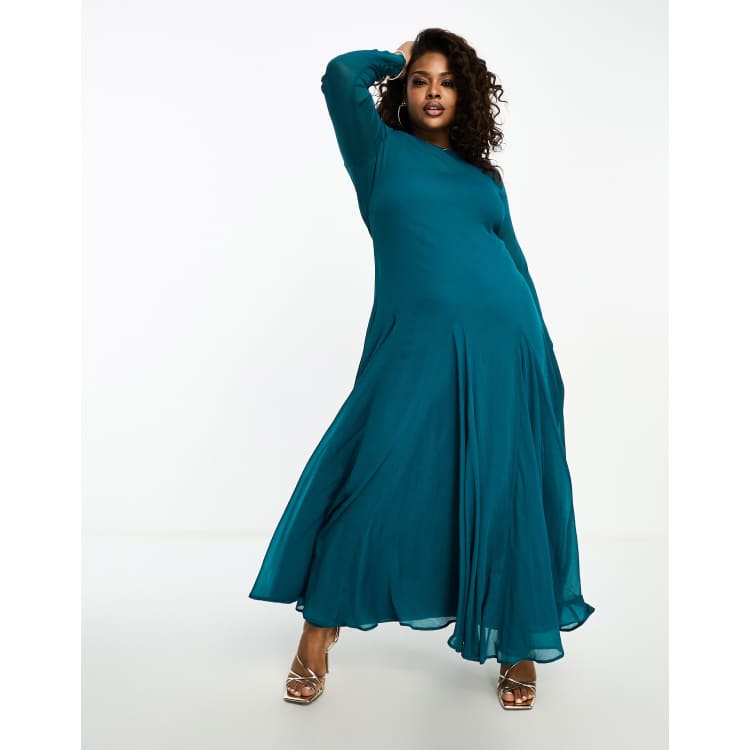 sachin and babi light blue dress Cape Dress With Plus Size Chiffon Skirt Overlay Chiffon Overlay Stretch  Lace V-Neck Occasion Dress, Black Ulla Popken main image 1