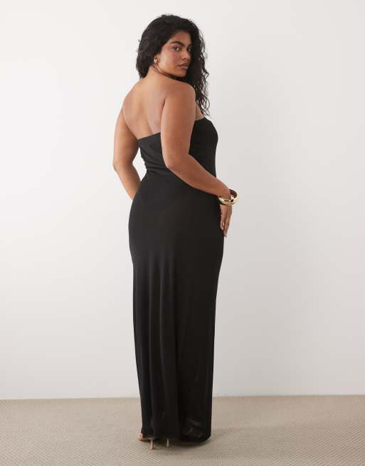 ASOS DESIGN Curve sheer mesh bandeau maxi dress in black | ASOS
