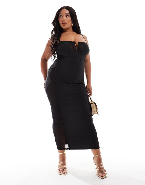 Asos black dress plus size best sale