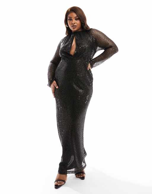 Plus size sheer outlet dress with bodysuit