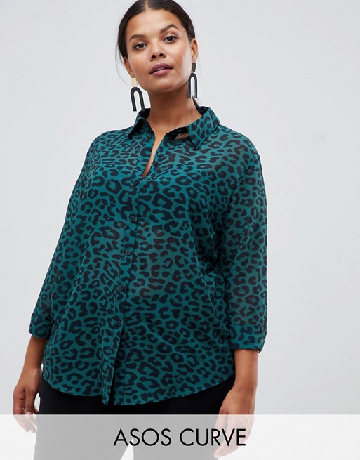 Green Cheetah Print Blouse - logotoday2019