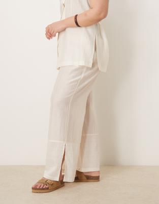 ASOS DESIGN CURVE SHEER TEXTURED WIDE LEG PANTS 