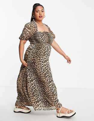 plus size leopard print maxi dress