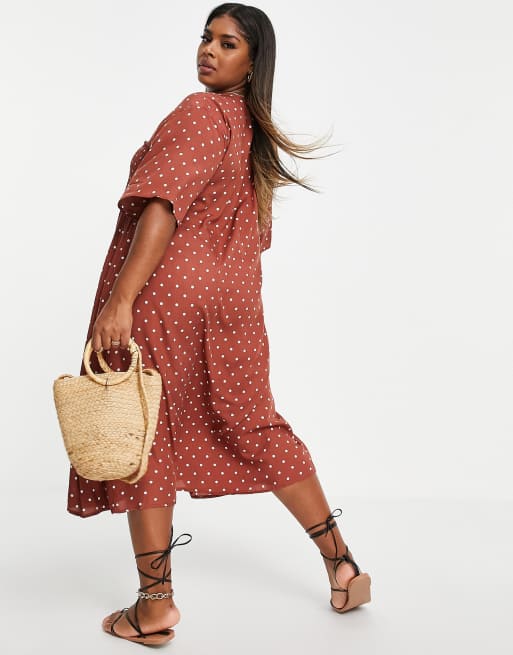 Rust polka dot clearance dress