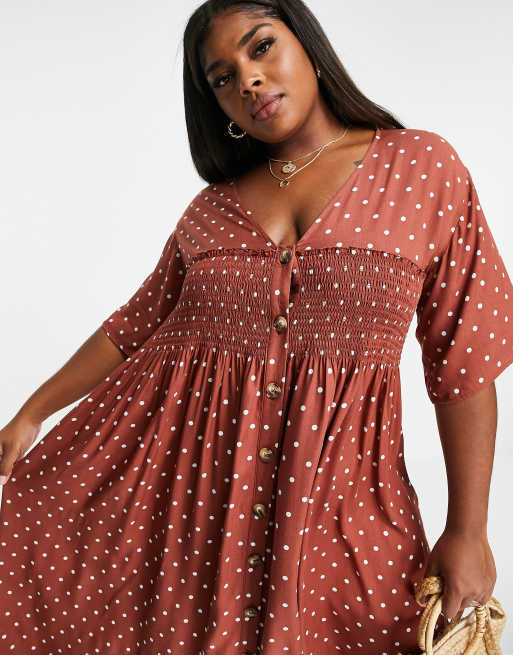 Rust and white outlet polka dot dress