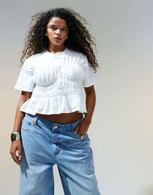 ASOS Curve DESIGN shirred corset waist t-shirt Sale