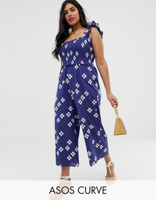 Plus Ruffle Strap Floral Jumpsuit