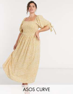 asos curve yellow dress