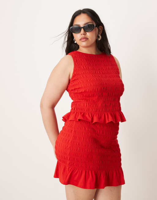 ASOS DESIGN Curve shirred peplum mini skirt (part of a set), 2 of 5