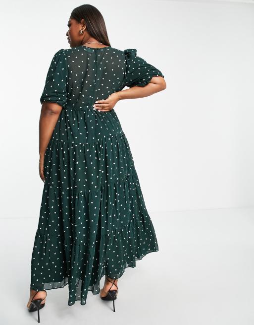 Asos green spot store dress