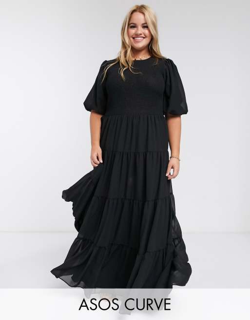 Plain black cheap maxi dress