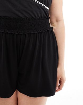 Asos Curve Asos Design Curve Shirred Waist Flippy Shorts In Black