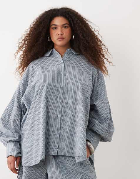 ASOS DESIGN Curve  shirt in blue stripe
