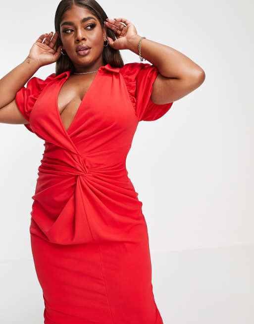 Asos curve red dress hotsell