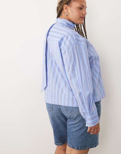 ASOS DESIGN Curve shirt met opstaande hals en strik, 3 van 4