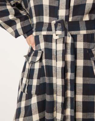 【正規品】Checked Shirt Mini Dress Buy Yours Curve Grey Limited Long Sleeve Mini Check 100