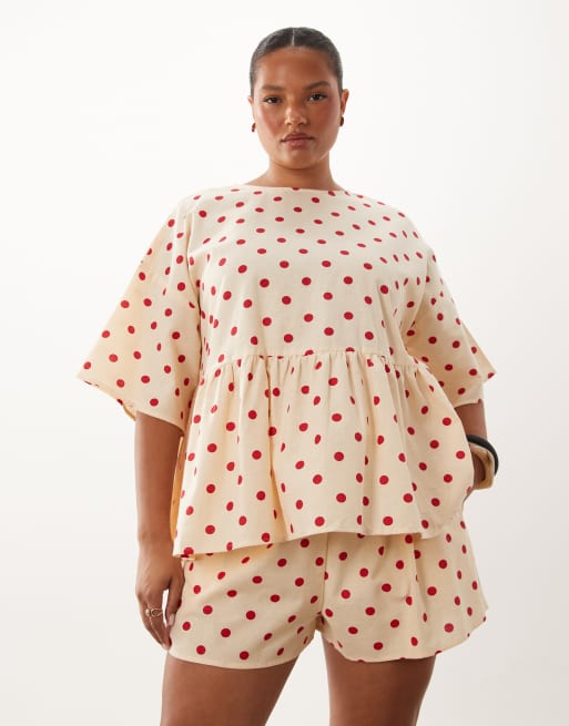 ASOS DESIGN Curve short coordonné à taille nouée et poches à pois, 2 de 5